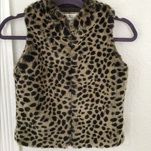 Girls Size 6 Faux Fur Animal Print Vest